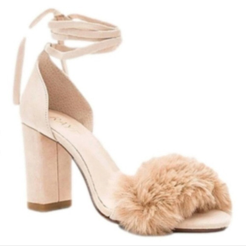 Raye Lacey beige nude Faux Fur gladiator Heel in Sable Fur size‎ 7 new!!!